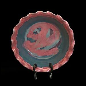 Handcrafted Studio Pottery Ruffled Edge Bowl | Signed Gerson Contemporary Pink
